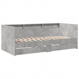 ZNTS Daybed with Drawers without Mattress Concrete Grey 90x190 cm Single 3280856