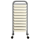 10-Drawer Mobile Storage Trolley White Plastic 320403