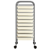 10-Drawer Mobile Storage Trolley White Plastic 320403