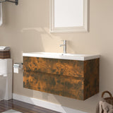 Sink Cabinet with Built-in Basin Smoked Oak Engineered Wood 3152879