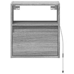 ZNTS Wall-mounted Bedside Cabinet with LED Lights Grey Sonoma 3307985