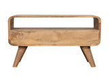 Solid Wood Mini Curved Oak-ish Media Unit, 2 Drawers and Open Slot, Brown B2743P403444