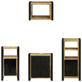 Bathroom Furniture Set 4 pcs Brown and Black Solid Mango Wood 3305672