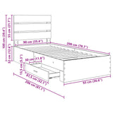 Bed Frame with Drawer Artisan Oak 90 x 200 cm Engineered Wood 3412019