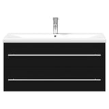 Bathroom Sink Cabinet with Built-in Basin Black 3278795
