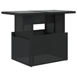 Garden Table with Glass Top Black 100x55x73 cm Poly Rattan 365970