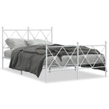 Metal Bed Frame without Mattress with Footboard White 120x190cm 376566