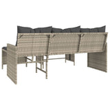 Garden Sofa with Table and Cushions L-Shaped Light Grey Poly Rattan 365577