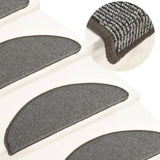 Stair Mats 15 pcs 65x21x4 cm Grey Half Round Large 149854