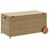 Garden Storage Box with Wheels Mix Beige 190L Poly Rattan 365327