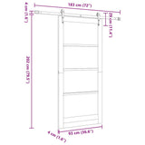 Sliding Door White 93 x 202 cm Solid Pine Wood and Glass 3332344