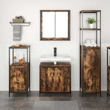 Bathroom Furniture Set with Shelf 3 pcs Smoked Oak and Black 3328396