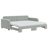 Daybed with Trundle and Mattresses Light Grey 90x190 cm Velvet 3197021