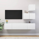 4 Piece TV Cabinet Set White Engineered Wood 3078735