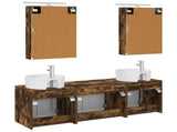Bathroom Cabinet Set 5 pcs Smoked Oak Engineered Wood 3406443