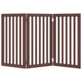 Dog Gate Foldable 3 Panels Brown 150 cm Poplar Wood 352262
