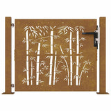 Garden Gate 100x100 cm Corten Steel Bamboo Design 153239