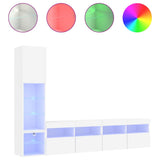 4 Piece TV Wall Units with LED White Engineered Wood 3216711