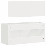 Bathroom Cabinet with Mirror High Gloss White Engineered Wood 833888