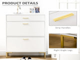 Three Drawer Slim Shoe Storage Cabinet, 12 Shoe Pairs - White T3398P343165