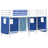 Kids'Loft Bed Frame with Curtains White and Blue 75 x 190 cm 42020815
