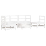 6 Piece Garden Sofa Set White Solid Wood Pine 3250721