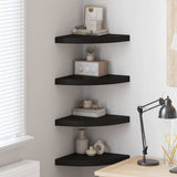Floating Corner Shelves 4 pcs Black 35x35x3.8 cm MDF 323921