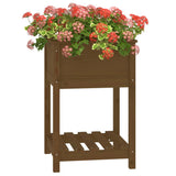Planter with Shelf Honey Brown 54x54x81 cm Solid Wood Pine 823776