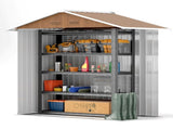6.5 x 3.5ft Metal Garden Storage Shed - Brown Wood Effect T3398P328386