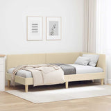 Corner Bed Frame with Headboard Cream 100 cm x 200 cm Velvet 42016203