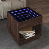 Coffee Table with Infinity LED Brown Oak 50x50x50 cm 847657