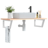 Basin Shelf Wall Mounted Steel and Solid Wood Oak 3302602