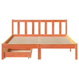 Bed Frame without Mattress Wax Brown 135x190 cm Double Solid Wood Pine 3301488