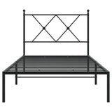 Metal Bed Frame without Mattress with Headboard Black 90x200cm 376495