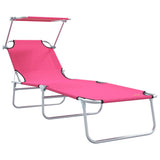 Sun Lounger Folding 2 pcs Pink 58 x 188 x 77cm Polyester 42003066