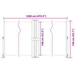 ZNTS Retractable Side Awning Brown 140x1200 cm 318063