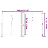 ZNTS Retractable Side Awning Brown 140x1200 cm 318063