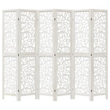 Room Divider 6 Panels White Solid Wood Paulownia 358746