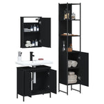 ZNTS 3 Piece Bathroom Furniture Set Black Engineered Wood 3214800