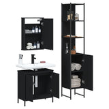 ZNTS 3 Piece Bathroom Furniture Set Black Engineered Wood 3214800