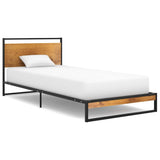 Bed Frame Black, Wood brown Powder-coated metal, MDF Single 324862