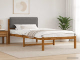 Bed Frame with Upholstered Headboard Natural and Light Grey 904269