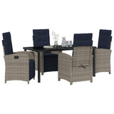 Garden Dining Set with Cushion 5 pcs Grey Poly Rattan 3380361