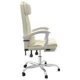 Reclining Office Chair Cream Faux Leather 349736
