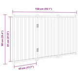 Dog Gate Foldable 3 Panels White 150 cm Solid Wood Fir 352278