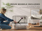 Three-Tier Gerbil Cage, Hamster Cage for Dwarf Hamster, Syrian Hamster w/ Wheels, Deep Bottom, Food T3398P347612
