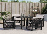 Garden Chairs with Cushions 4 pcs Black Poly Rattan 364949