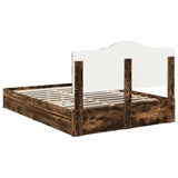 Storage Bed with Drawer Smoked Oak 140 x 190 cm Engineered Wood 3413510
