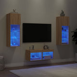 4 Piece TV Wall Cabinets with LED Lights Sonoma Oak 3216578