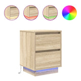 ZNTS Bedside Cabinet with LED Lights Sonoma Oak 38x34x50 cm 861287